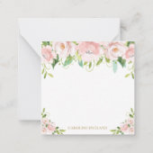 Carte de note chic Elegant Blush Rose Floral Flowe (Dos)
