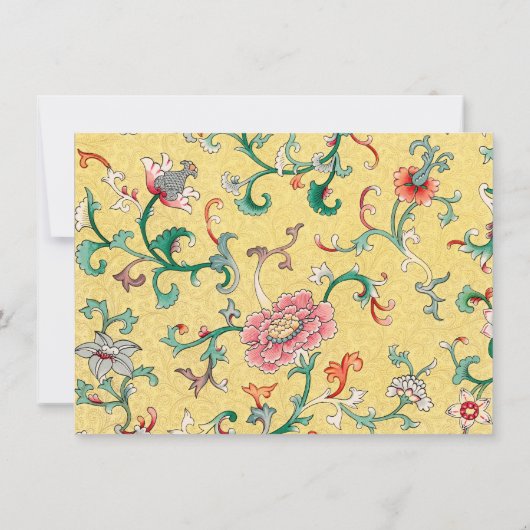 Carte de note classique Chinoiserie jaune et verte (Dos)