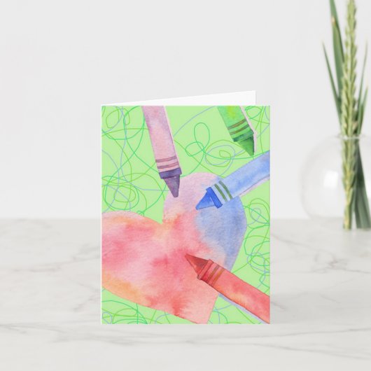 Carte de note cœur coloré (Devant)