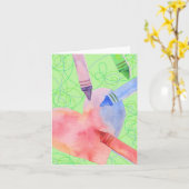 Carte de note cœur coloré (Fleur jaune)