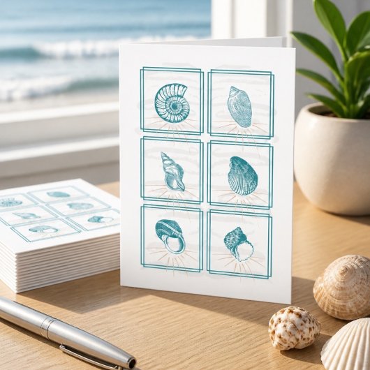 Carte de note Collage Coquillage Turquoise