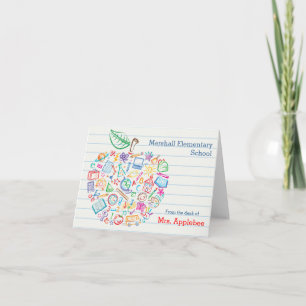 Carte de note colorée d'Apple de professeurs