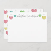 Carte de note colorée personnalisée avec coeurs (Devant / Derrière)