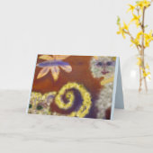 Carte de note conviviale Furry Cats (Fleur jaune)