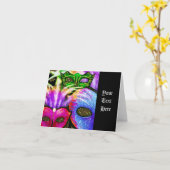 Carte de note couleur Mardi Gras Masques (Fleur jaune)