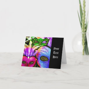 Carte de note couleur Mardi Gras Masques