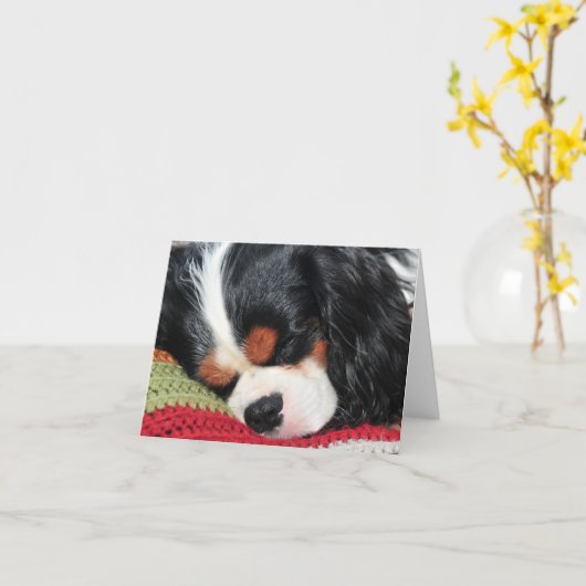 Carte de note couleur vierge Cavalier King Charles (Fleur jaune)