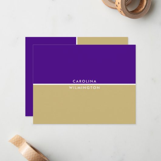 Carte de note couleur violet et couleur Gold Colle (Devant/Arrière en situation)