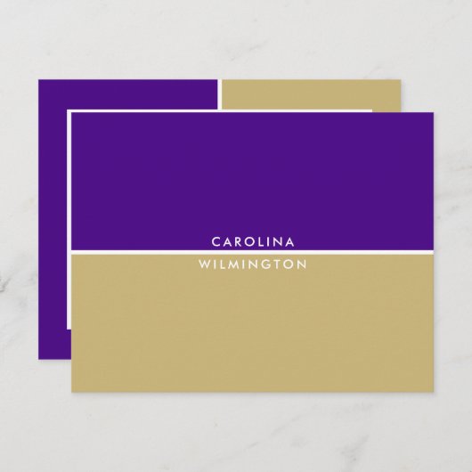 Carte de note couleur violet et couleur Gold Colle (Devant / Derrière)