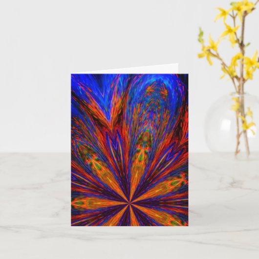 Carte de note Couleurs rouges bleues Abstraites (Fleur jaune)