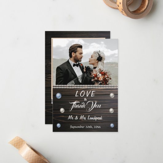 Carte de note Country Wood White Pearls & Lace Tha (Devant/Arrière en situation)