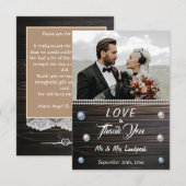 Carte de note Country Wood White Pearls & Lace Tha (Devant / Derrière)