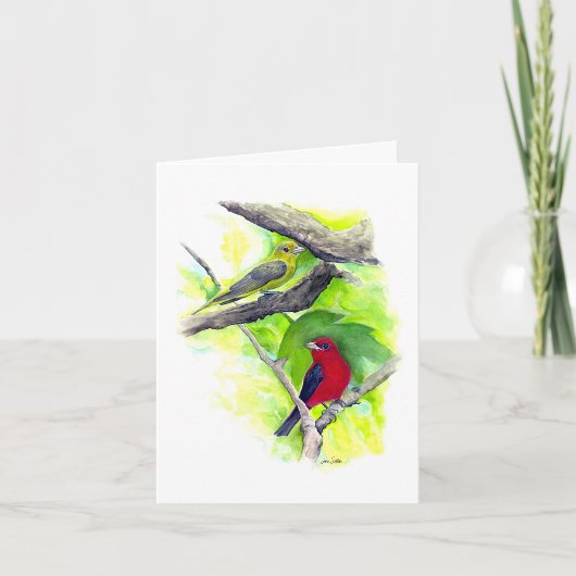 Carte de note Couple Scarlet Tanager