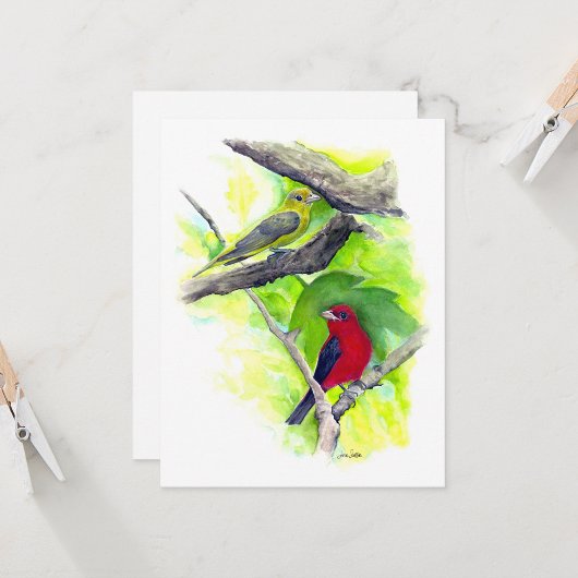 Carte de note Couple Scarlet Tanager