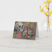Carte de note crâne Rose (Fleur jaune)