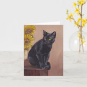 Carte de note curieuse d'art de Kitty de noir de (Fleur jaune)