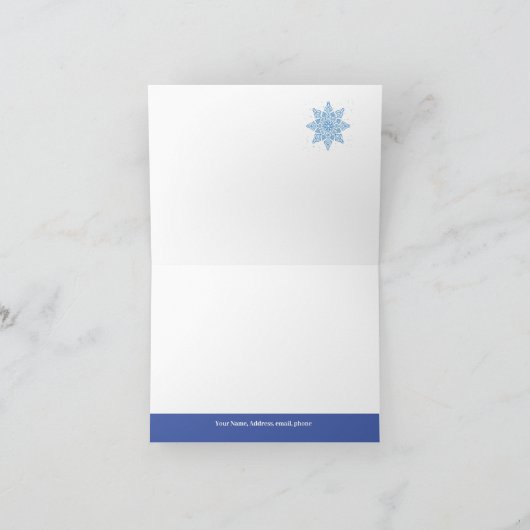 Carte de note Customisée Blue Snowflake d'hiver (Intérieur)