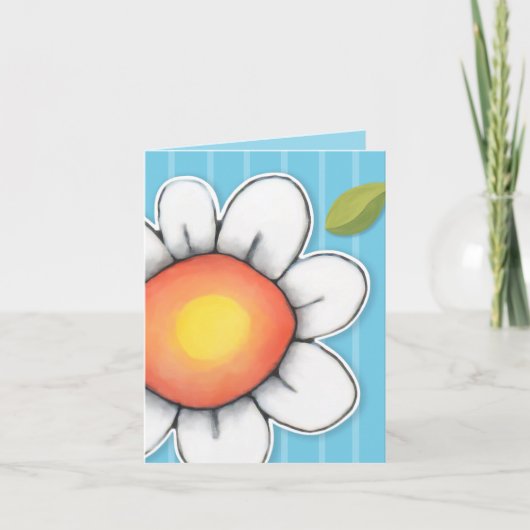 Carte de note Daisy Joy bleu rayures (Devant)