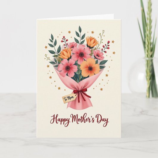Carte de note d'amour Bouquet Floral (Devant)