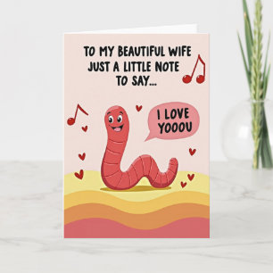 Carte de note d'amour de ver pour femme