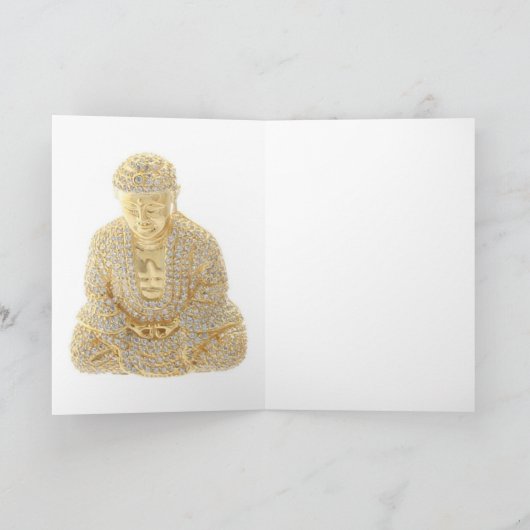 Carte de note d'anniversaire Budda Rhinestone or j (Intérieur)