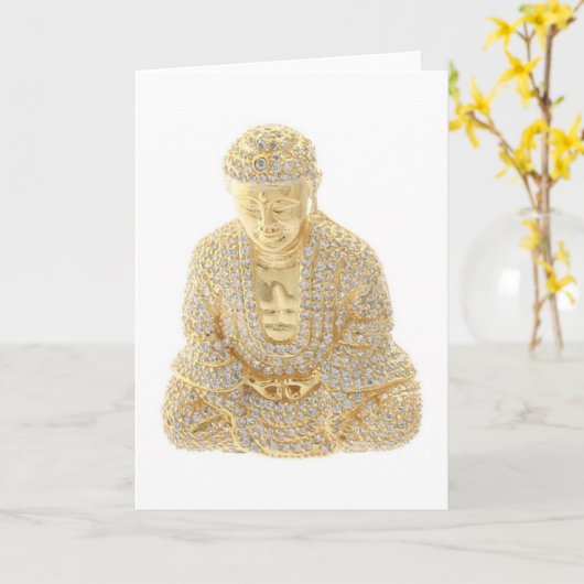 Carte de note d'anniversaire Budda Rhinestone or j (Fleur jaune)