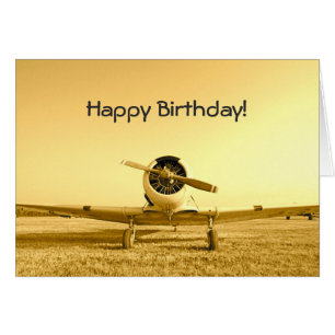 Carte de note d'anniversaire Jaune de l'avion de c