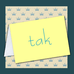 Carte de note danoise de Merci Tak en jaune
