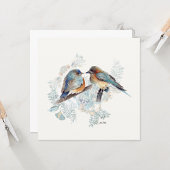 Carte de note d'aquarelle Bluebird Couple