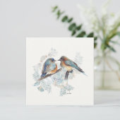 Carte de note d'aquarelle Bluebird Couple (Debout devant)