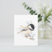 Carte de note d'aquarelle Chickadee Cute (Debout devant)
