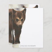 Carte de note d'aquarelle de l'ours Brown (Devant / Derrière)