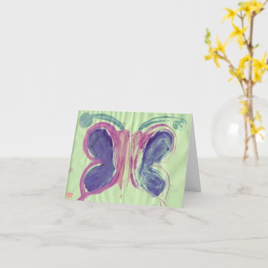 Carte de note d'aquarelle de papillon (Fleur jaune)