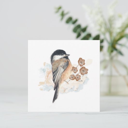 Carte de note d'aquarelle de poulet (Debout devant)