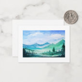 carte de note d'aquarelle du paysage (Devant/Arrière en situation)