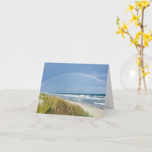 Carte de note d'arc-en-ciel de plage (Fleur jaune)