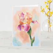 Carte de note d'art à l'aquarelle Fleur d'Iris ros (Fleur jaune)