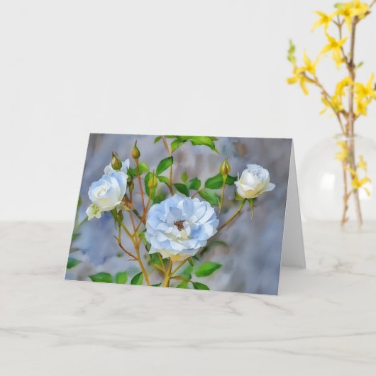 Carte de note d'art à trois Roses blanches (Fleur jaune)