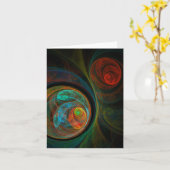 Carte de note d'art Abstrait bleu de renaissance (Fleur jaune)