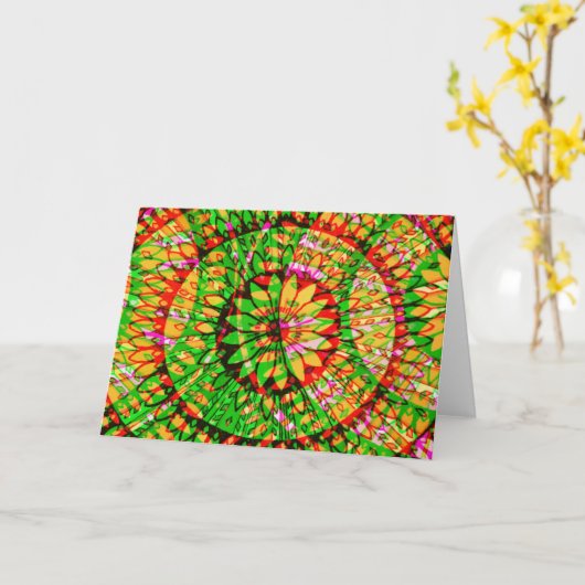 Carte de note d'art Abstraite Mandala Explosion (Fleur jaune)