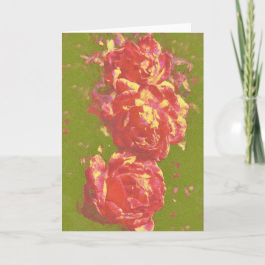 Carte de note d'art Abstraite Roses roses (Devant)