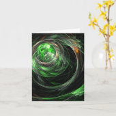Carte de note d'art Abstraite verte du monde entie (Fleur jaune)