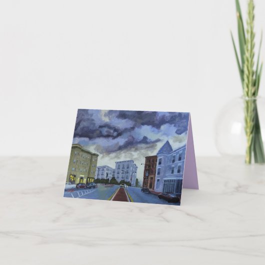 Carte de note d'art Cloudy Dusk Townscape (Devant)