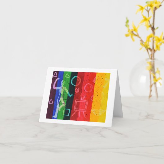 Carte de note d'art de barre de couleurs Abstraite (Fleur jaune)