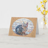 Carte de note d'art de chat doux (Fleur jaune)