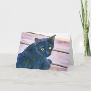 Carte de note d'art de chat noir
