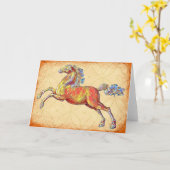 Carte de note d'art de cheval rustique vintage (Fleur jaune)