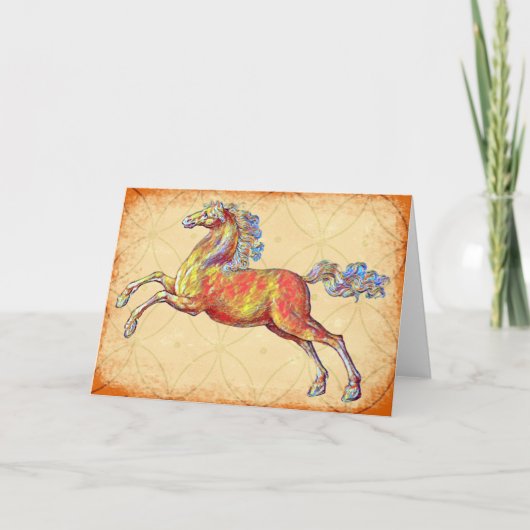 Carte de note d'art de cheval rustique vintage (Devant)