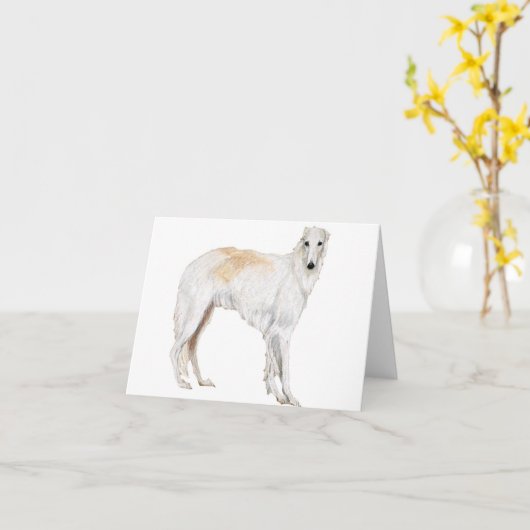 Carte de note d'art de Chien Borzoi (Fleur jaune)