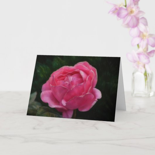 Carte de note d'art de fleur de rose rose foncé (Orchidée)